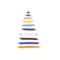 Montessori Materials Math Toys Orange Golden Plastic Pearls Colorful Beads Stair Golden Beads Digital Number 1-10 Kids Preschool 2