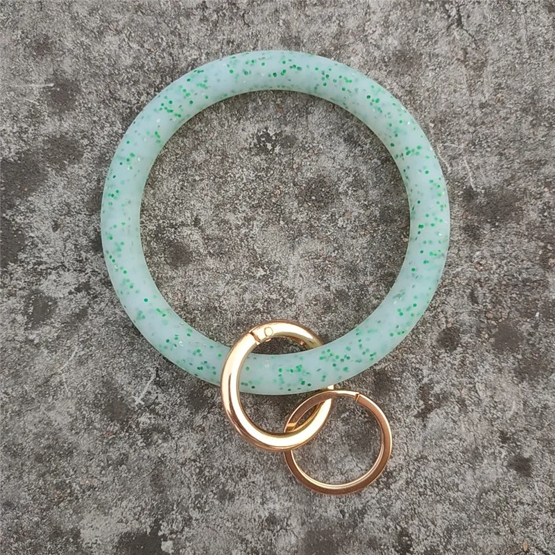 SEDmart Мода O силиконовые браслеты брелок для женщин Модный блесток преувеличенный круг кольцо для ключей Ремешок Браслет ювелирные изделия