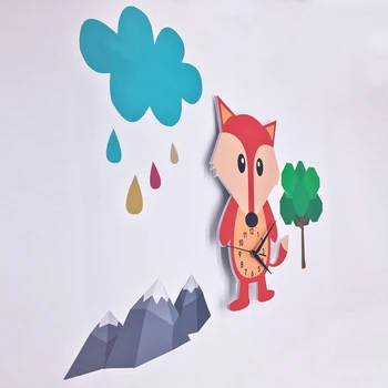 

Cartoon Wall Clock with Cartoon Wall Stickers Cute Modern Decoration for Home Kids Bedroom HG99
