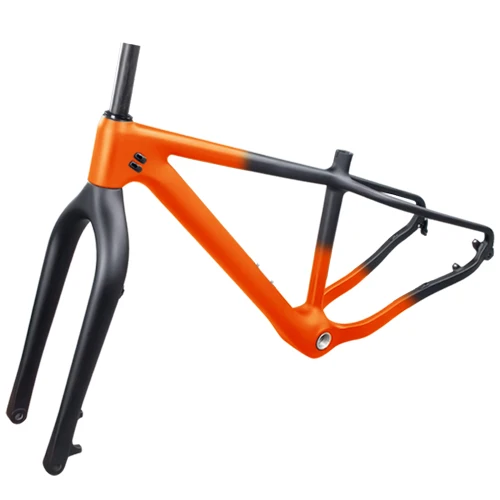 26er полностью углеродистая Толстая велосипедная Рама с вилкой 26 max 5,0 покрышки путевой велосипед из углеродного сплава каркасные карбоновые Толстая велосипедная Рама с вилкой - Цвет: front half orange