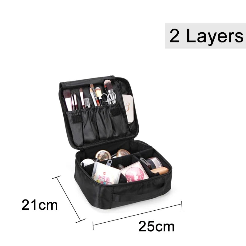 2 Layers 25x21x10cm Косметичка для кистей для макияжа чехол для поезда Профессиональный вагончик портативный дорожный органайзер для хранения косметический чехол Прямая поставка - Цвет: 2 Layers 25x21x10cm