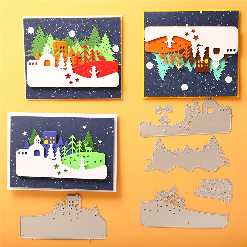 

GJCrafts Merry Christmas Dies House Tree Metal Cutting Dies New 2019 for Card Making Scrapbooking Embossing Stencil Craft Dies