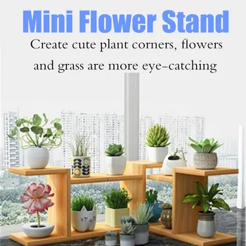 

Simple Mini Wooden Plant Shelves Desktop Flower Rack Stand Flower Display Stand Storage Shelf Organizer Home Desk Balcony Garden