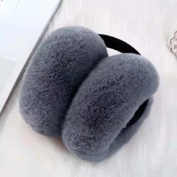 Fashion Casual Ear Bags Winter Warm Ear Warmer Rabbit Fur Folding Earmuffs Korean Earmuffs