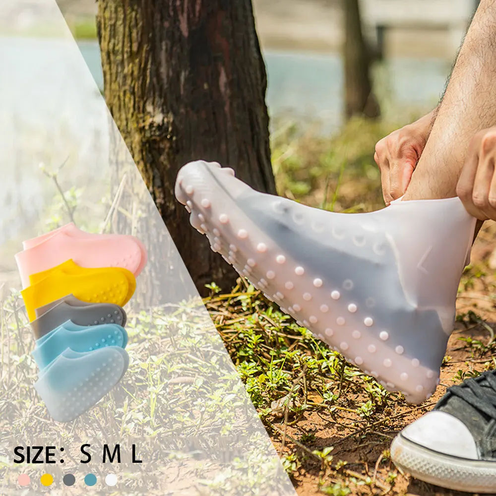 

1 Pair Reusable Latex Waterproof Rainproof Shoes Covers Slip-resistant Rubber Rain Boot Overshoes S/M/L Shoe Rain Covers