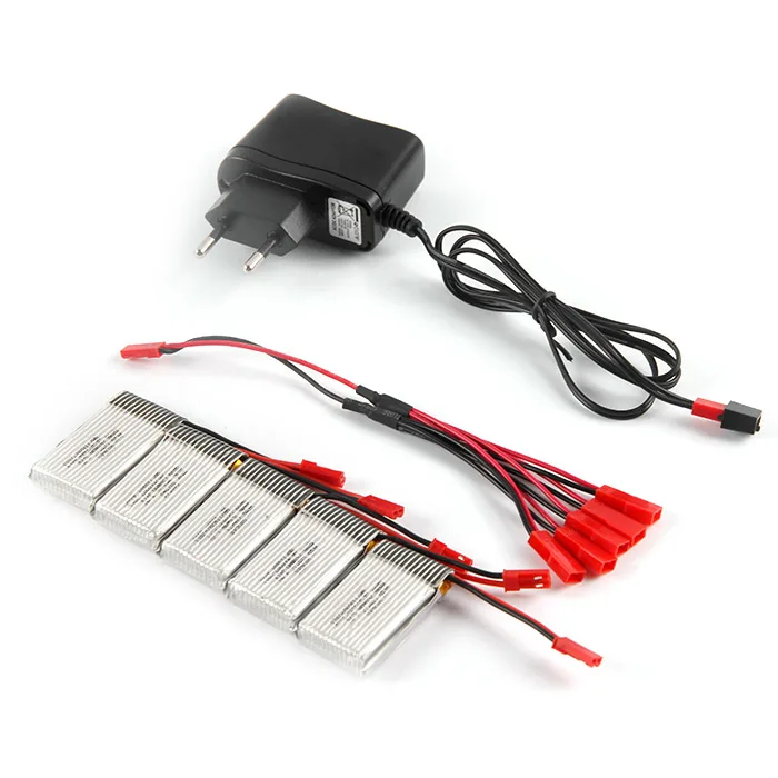 

2 to 5 JST Plug Cable + 5 x 3.7V 750mAh LiPo + Charger for MJX X400 / X800 Quadcopter EU PLUG Standard