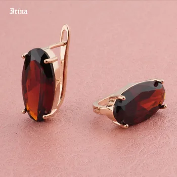 

New Fashion 585 Rose Gold Color Cubic Zircon Earrings For Women Girls classic Dangle Earrings Statement Big Oval design Wedding