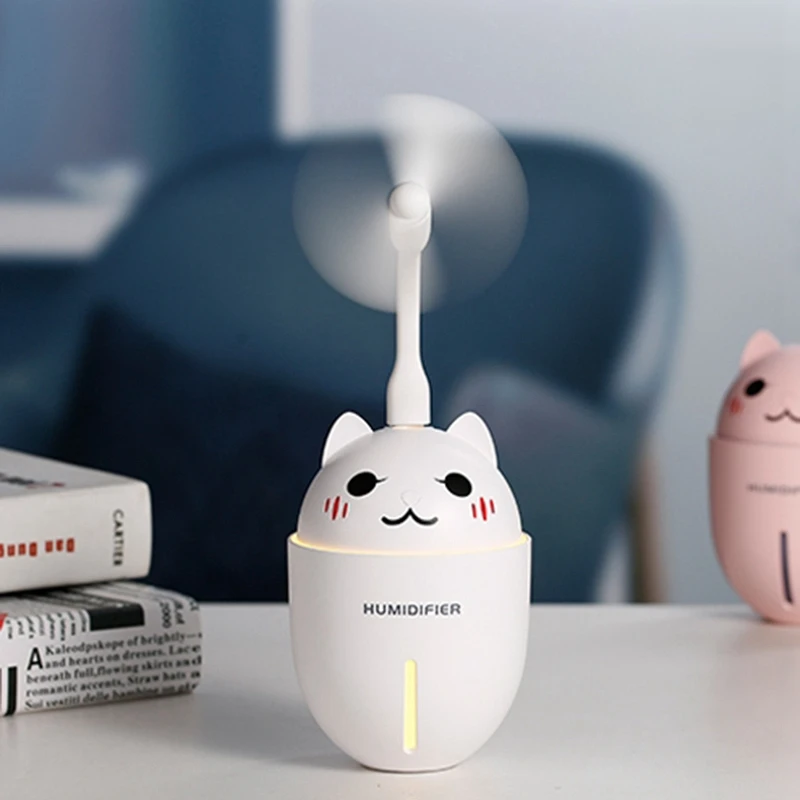 Модный летний портативный USB милый питомец 3 в 1 увлажнитель воздуха мини-увлажнитель с мультяшным котом светодиодный светильник