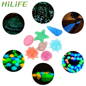 

HILIFE 100 Piece/Pack Glowing Stones Rock Fluorescent Stone Glow in the Dark Garden Marine Animal Shape Glowing Stones