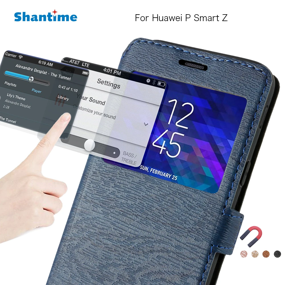 Чехол из искусственной кожи для телефона Huawei P Smart Z чехол книжка с окошком экрана