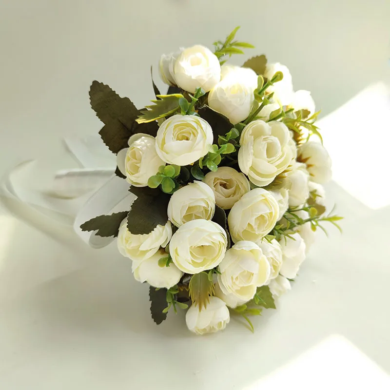 

Wedding Bouquet for Bride Bridesmaid Bouquets Ivory Silk Flowers Roses Corsage Bracelet Boutonnieres Wedding Accessories Mariage