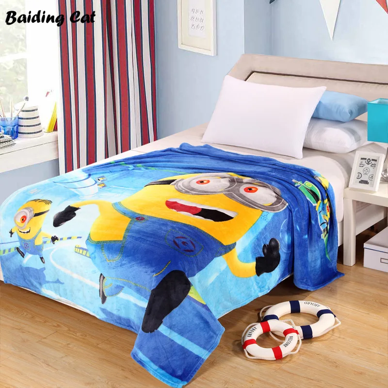 Горячая Распродажа милые Миньоны из мультфильма одеяло для детей подарок супер герой Doraemon Ститч коралловый флис одеяло на кровать, диван, 150x200 см