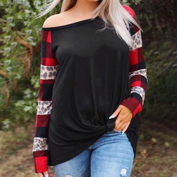 

Shiying Chunqiu new Pullover long sleeve top women's large loose off shoulder versatile T-shirt 2512355