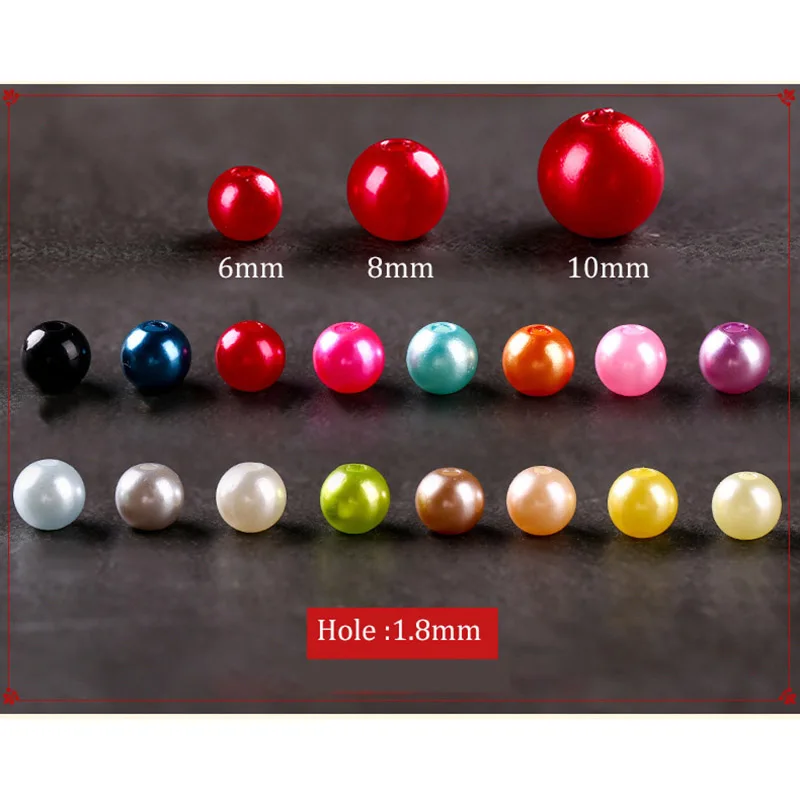 50-400Pcs/bag With Hole ABS Imitation Pearl Bead 4/6/8/10/12MM Round Plastic Acrylic Spacer Bead for DIY Jewelry Making Findings