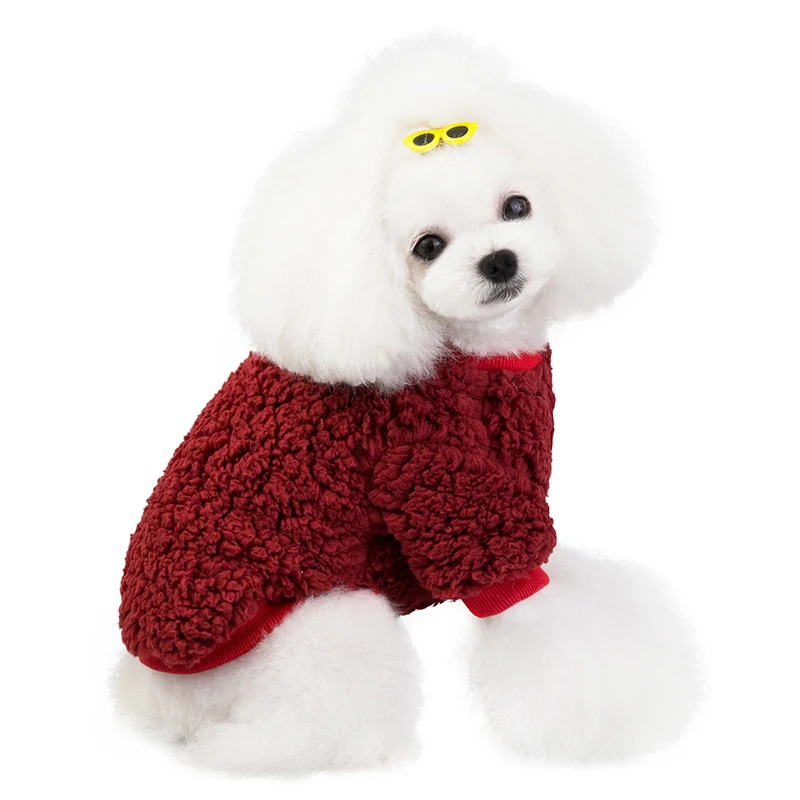 

Winter Solid Color Dog Clothes Small Dog Christmas Warm Sweater Pet Clothes Coat Knitted Cotton Knitted Cloth Shirt Perot 30S1