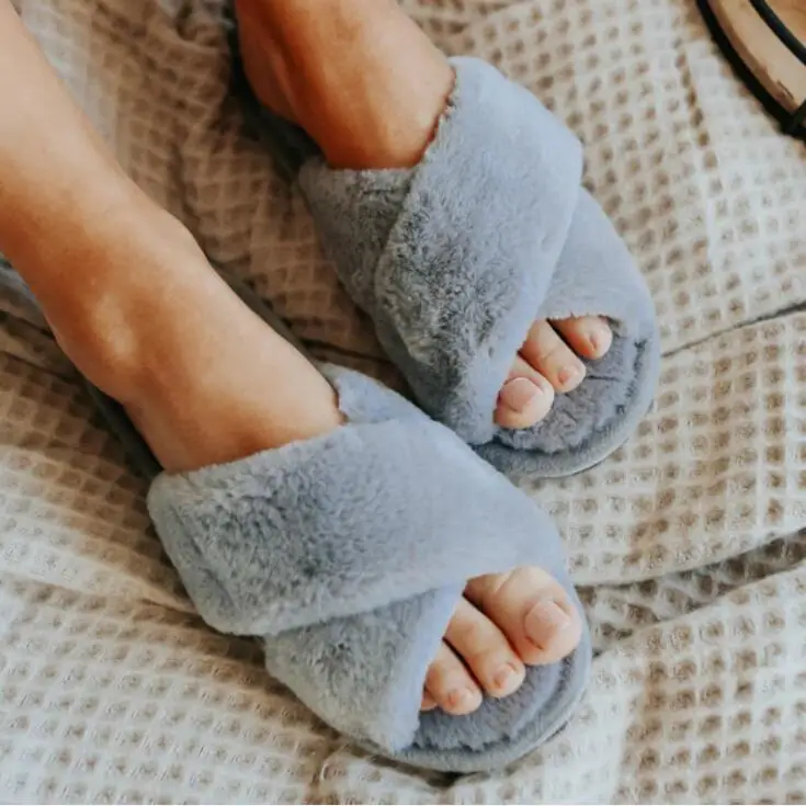 Women Winte House Slippers Faux Fur Fashion Warm Shoes Woman Slip