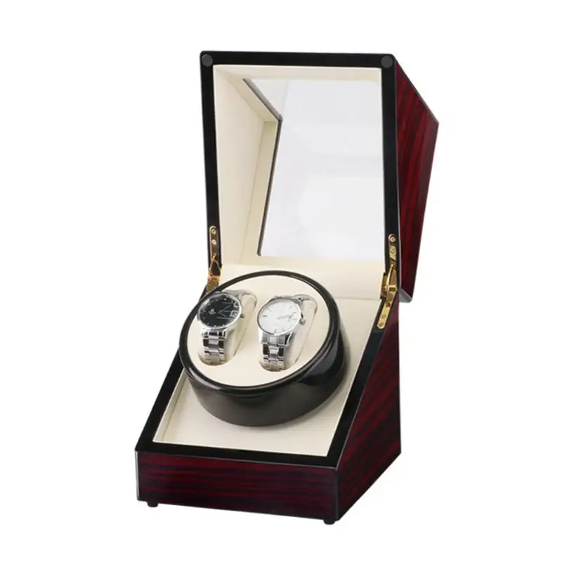 

2 Slots Wood Electric Watch Rotating Box Silent Motor Watch Winders Case