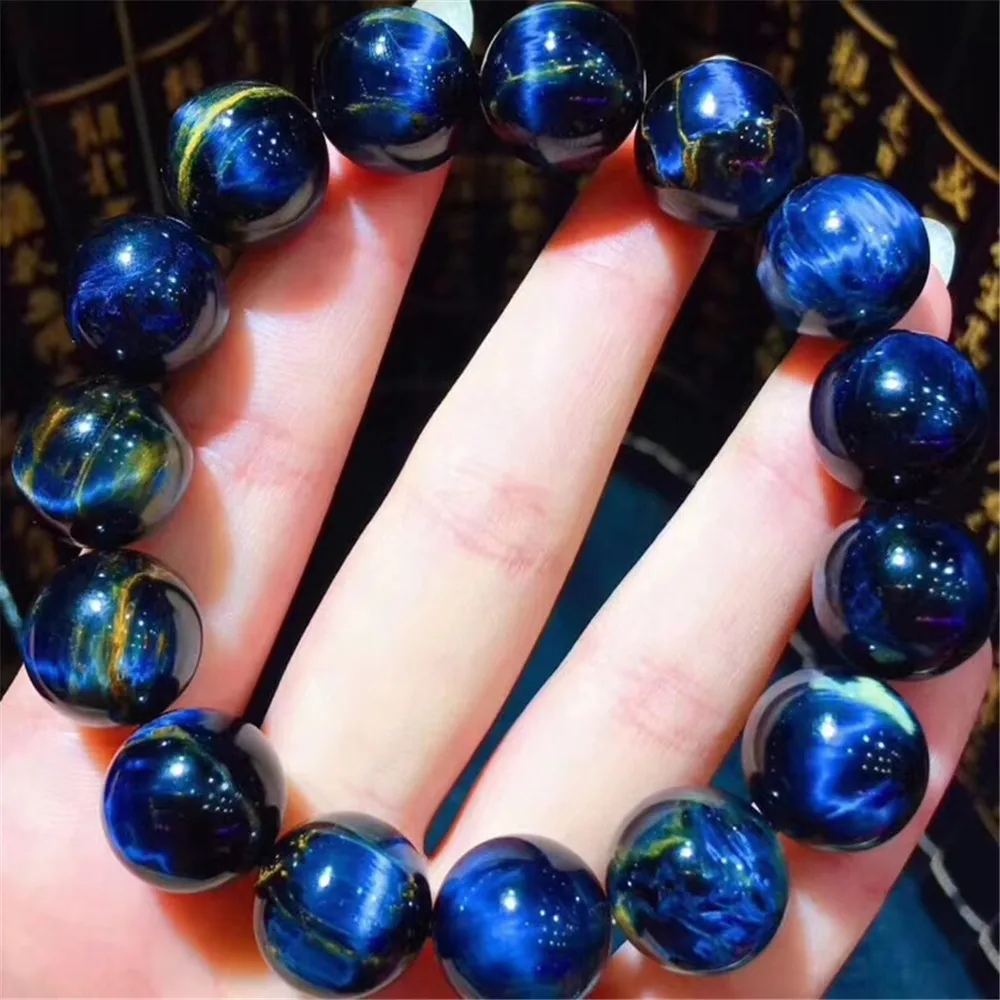 

14mm Top Natural Blue Pietersite Bracelet For Women Men Crystal Namibia Round Beads Stone Power Energy Gemstone Jewelry AAAAA