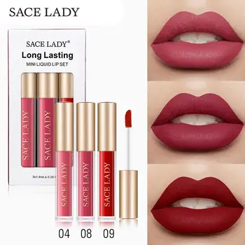 

SACE LADY Mini Matte liquid Lipstick Set Waterproof Lasting Lip Cosmetic Full Gloss Lips Stick Red Tint Lip Moisture Long L N1L8