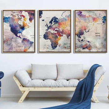 

5d diamond painting full drill square round Cross Stitch Mosaic diamond Embroidery Triptych World map art home decoration N513