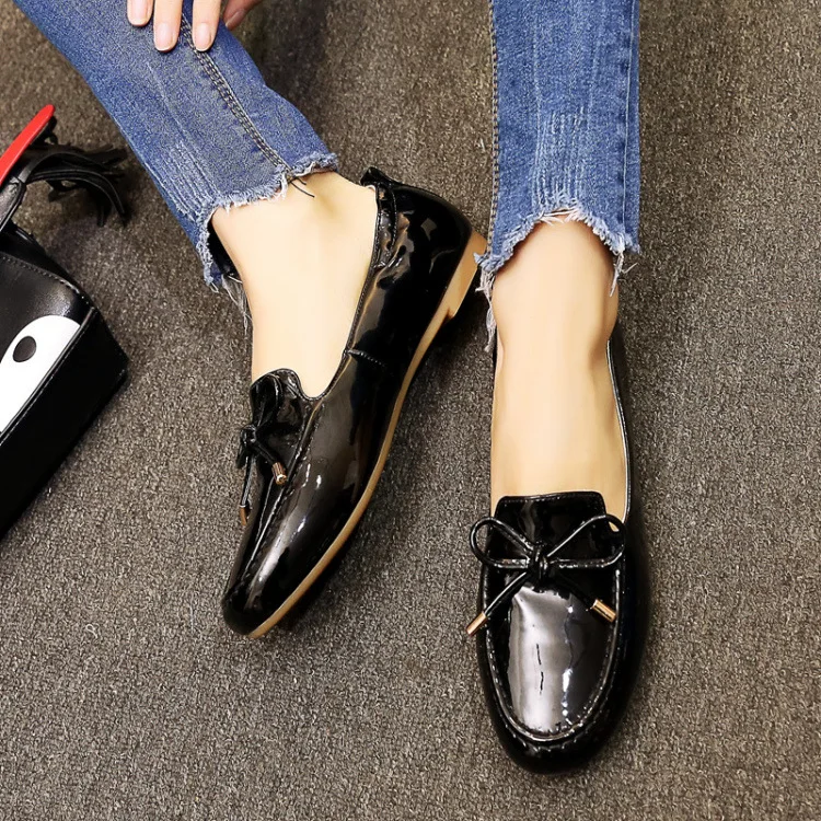 

Spring And Autumn Flat Red Shoes round-Toe Comfortable Soft Bottom Side Scoop Bootie Bow Flat Heel Driving Large Size Maternity