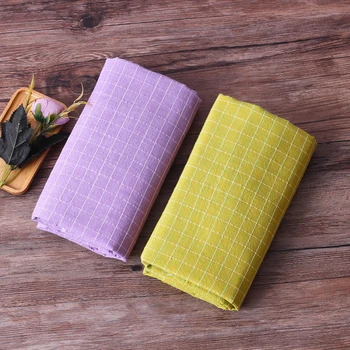 

High quality flax cotton fabric Yarn dyed weaving tissus Purple yellow texture lattice in spring and summer fabrics clothe tissu