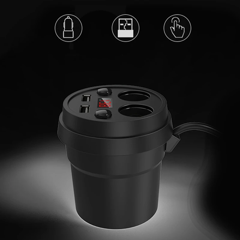 Universial 3.1A Dual USB Car Charger Charging Voltage Current Display With 2 Cigarette Lighter Socket For GPS DVR Car Accessary