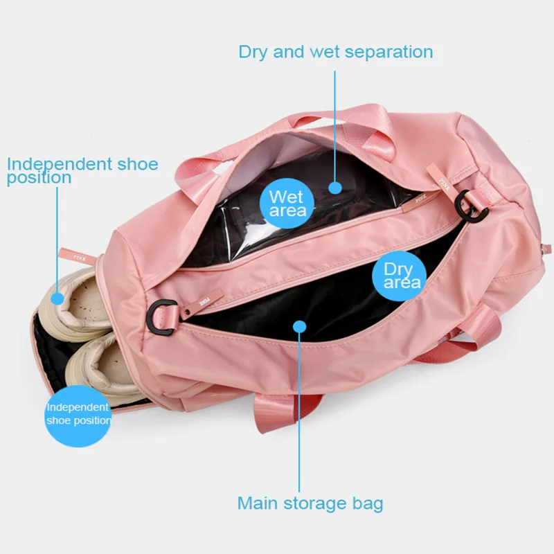 Розовая сумка для фитнеса с блестками, Водонепроницаемая спортивная сумка на плечо для женщин, спортивная сумка для фитнеса, йоги, путешествий, спортивная одежда, сумки для спортзала