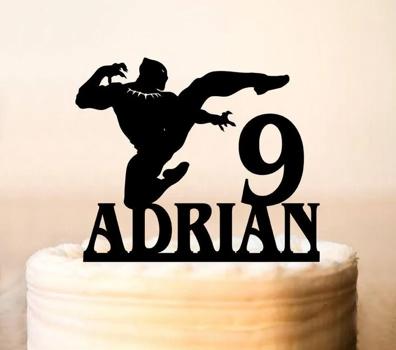 with name Hero Cake Topper- Custom Age Happy Birthday Cake Topper - Цвет: with name