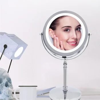 

5X Light Makeup Mirror Round Shape Desktop Vanity Mirror Double Sided Backlit Mirrors,Desktop Lighted Beauty Makeup Mirror