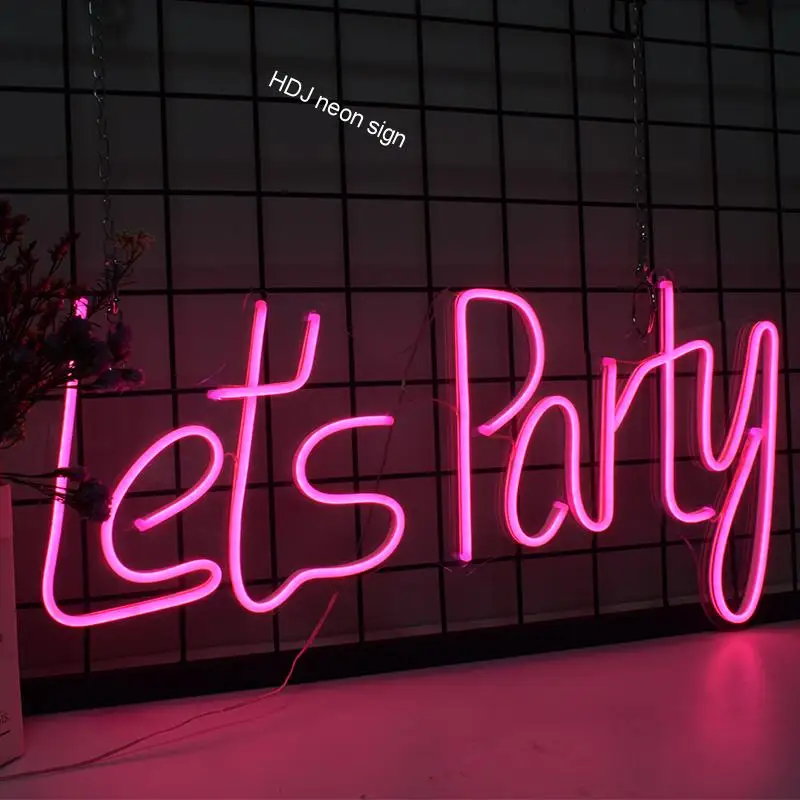 Personalized Custom Neon Sign Light Let's Party Flex Led Text Party
