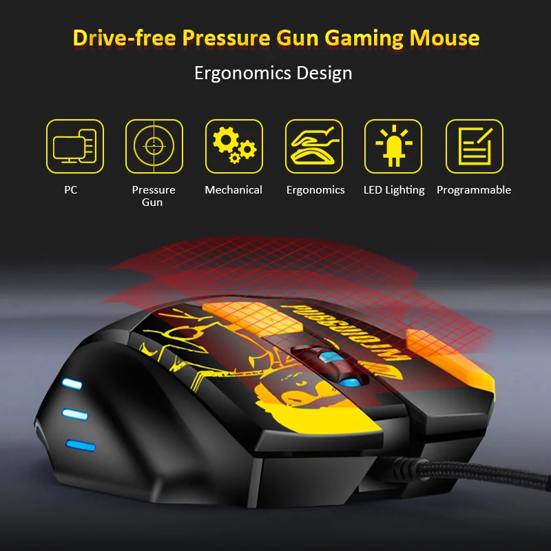Goedkoop Gaming Muis Mechanische 8 Programmeerbare Knoppen 4800 Dpi Muis Battlegrounds Gamer Mouse Voor Pc Computer