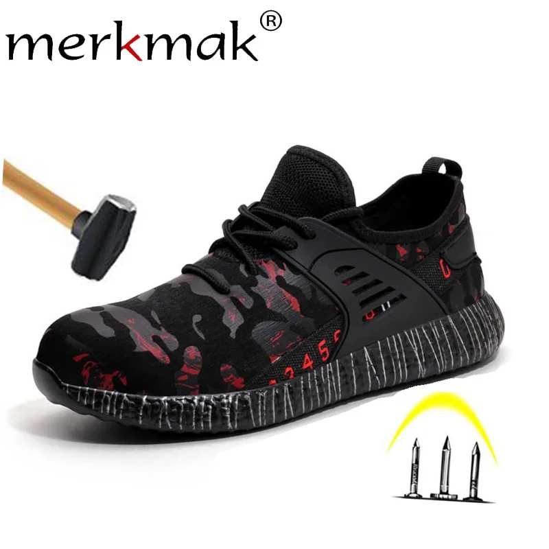 

Merkmak Winter Indestructible Ryder Men Shoe Steel Toe Cap Safety Boot Steel Toe Needleproof Work Sneakers Breathable Shoes Flat