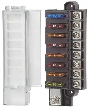 

8-Way Blade Fuse Box 12-32V LEDBlade ATO/ATC Fuse Blocks for Car Boat Marine Trike with LED INDICATO SUV ATV CAMPER RV