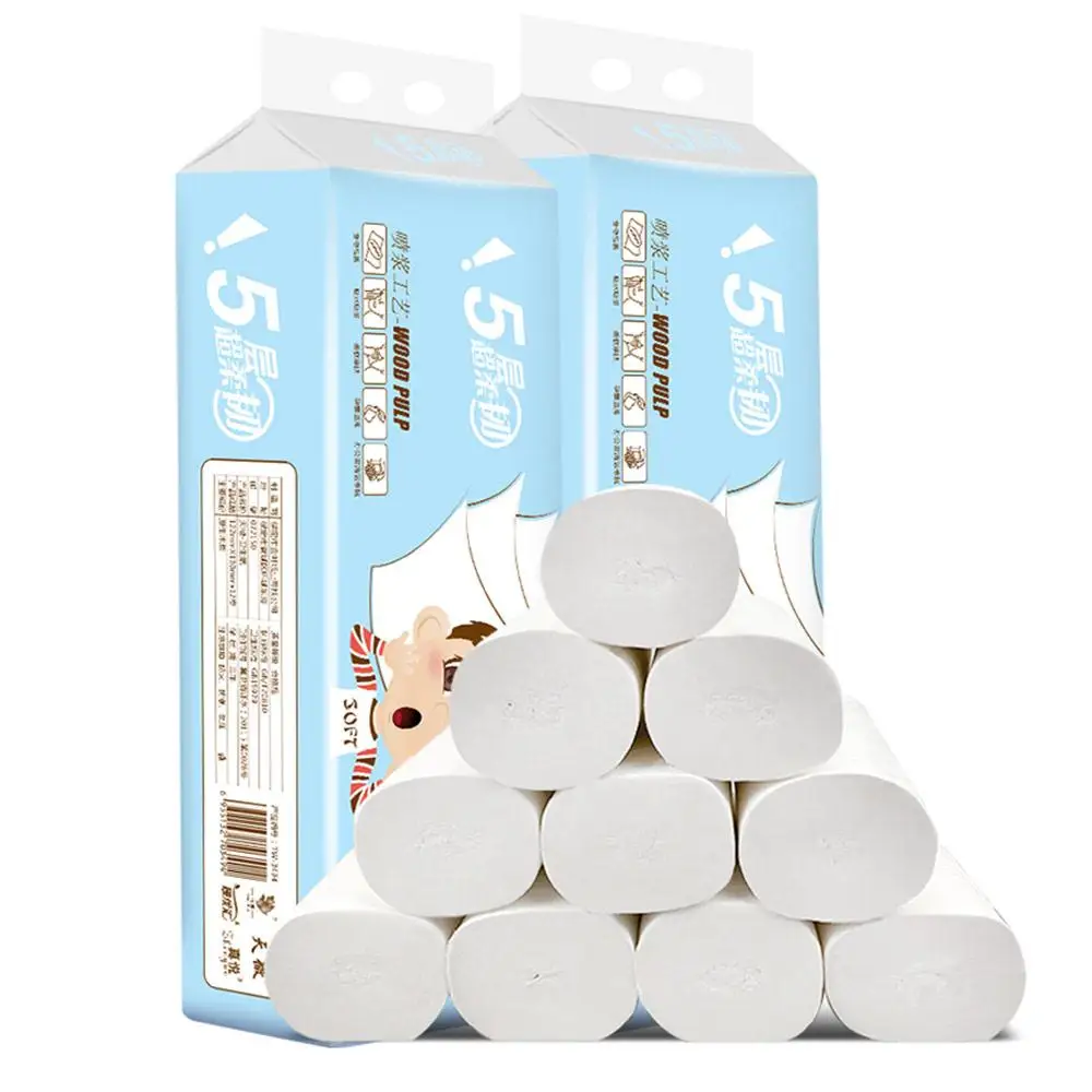 

Toilet Paper Bamboo Fiber Paper Roll Paper Soft Thickening Security 5 Layers 12 Rolls White Kitchen Tissue Baby Natural Tampon