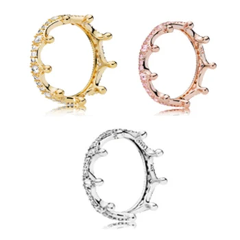 

Enchanted Crown Ring Clear CZ Spring Rings For Woman Jewelry Making 925 Original Silver Jewelry Make Up Woman Gift Ring