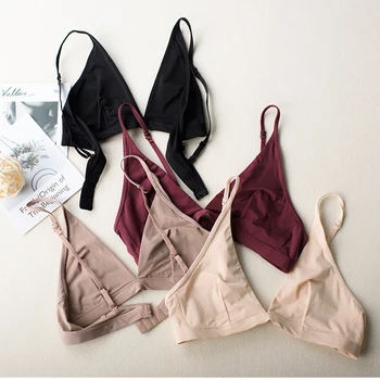 

Fashion Comfortable One-piece Seamless Invisible Thin Underwear womens Sexy Naked Skin-friendly Ice Silk Brassiere Women Bras