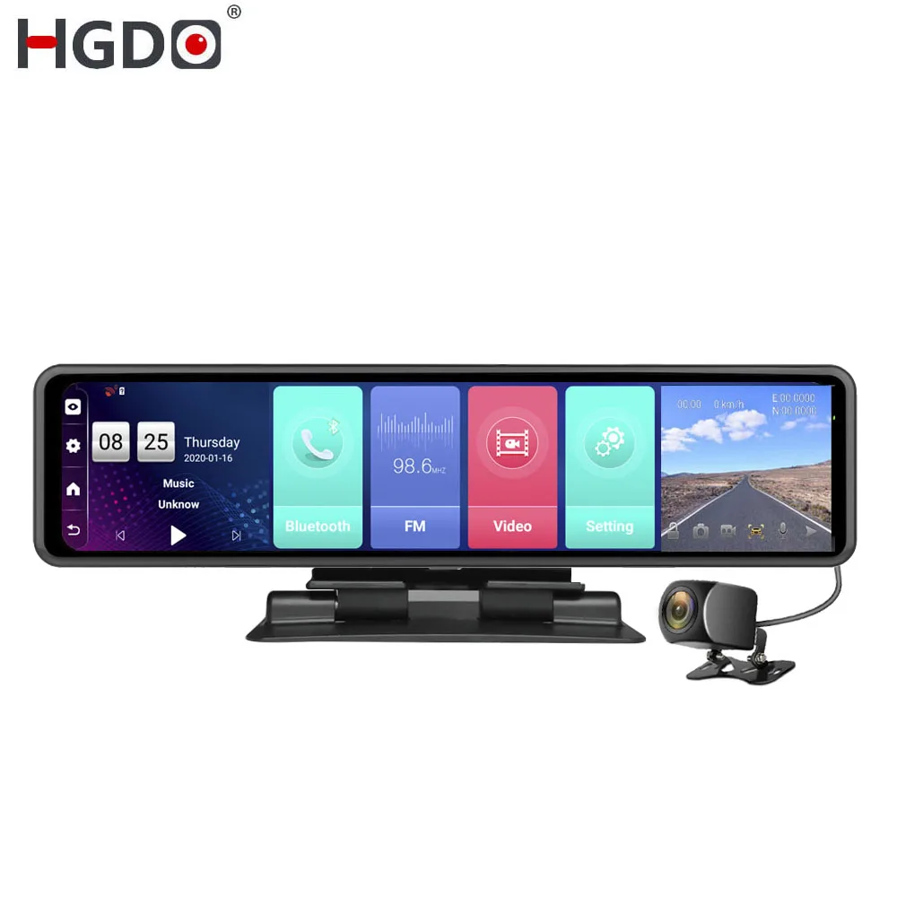 Автомобильный видеорегистратор HGDO 12 дюймов IPS GPS 4G Android 8 1 ADAS FHD 1080P двойной