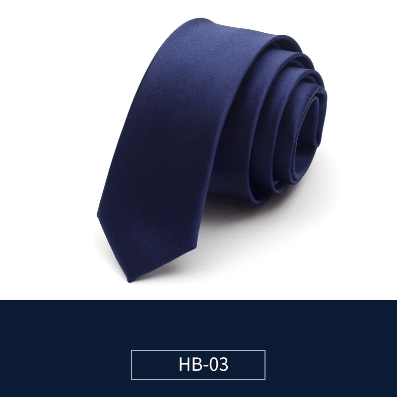 HB-03 Высокое качество, новинка, шелковые свадебные галстуки для мужчин, тонкий галстук 5 см, дизайнерский бренд, 2,36 дюймов, Одноцветный шейный галстук с подарочной коробкой - Цвет: HB-03