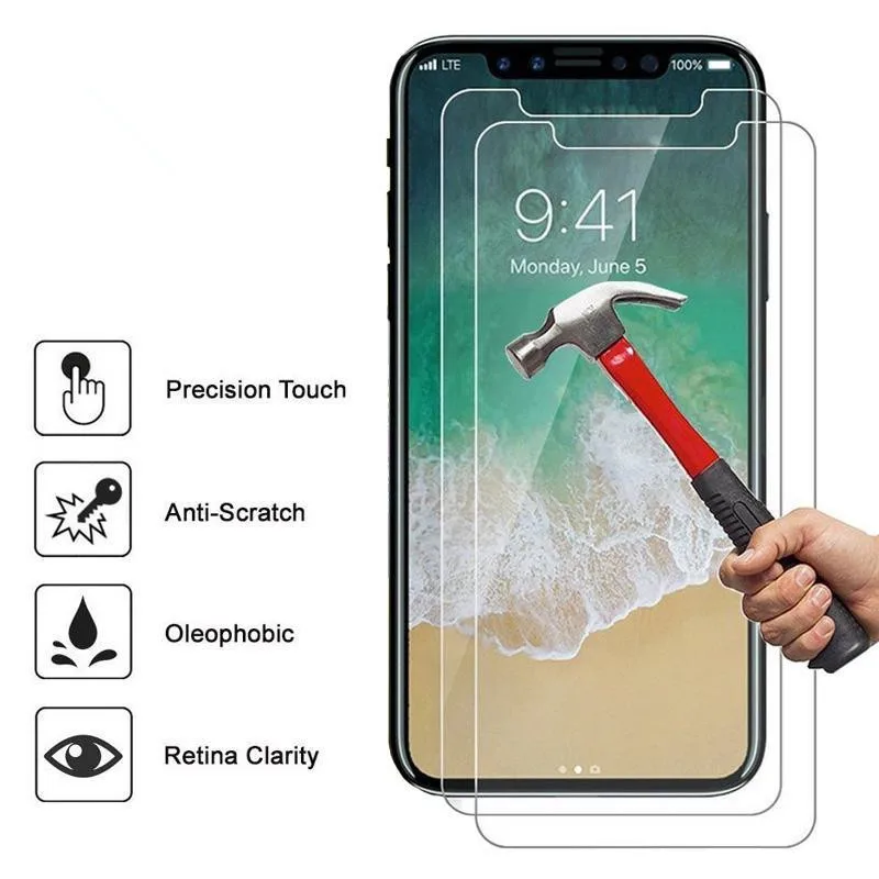 2 шт. Защитное стекло для iPhone X XS Max XR закаленное 7 8 6 6s Plus 5 5S SE 11 Pro защита экрана |