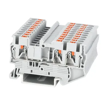 

CE 100pcs Cable Wire Terminal Block Din Rail Mount PT 2.5-Twin 3 Conductors Push in Spring Screwless Through Wire Connector