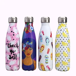 Botella de agua de doble pared personalizada, termo de acero inoxidable de 2022 ml, taza de viaje, regalos para té, 500
