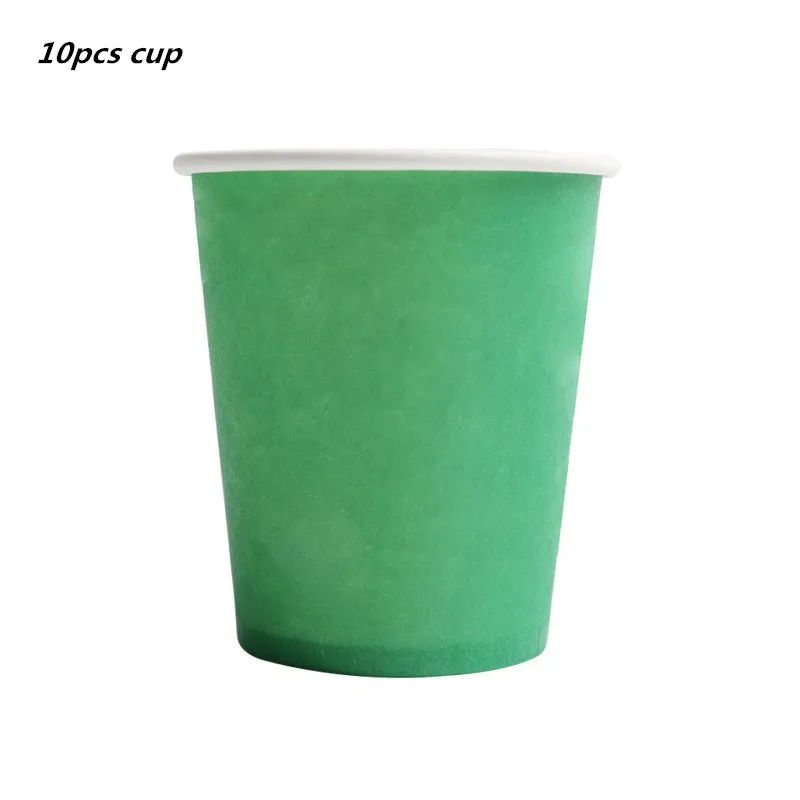 10pcs cup 10 шт. одноразовые бумажные тарелки для дня рождения вечерние круглая пластина тарелка для фруктов, пирожных лоток посуда День рождения расходные материалы - Цвет: 10pcs cup