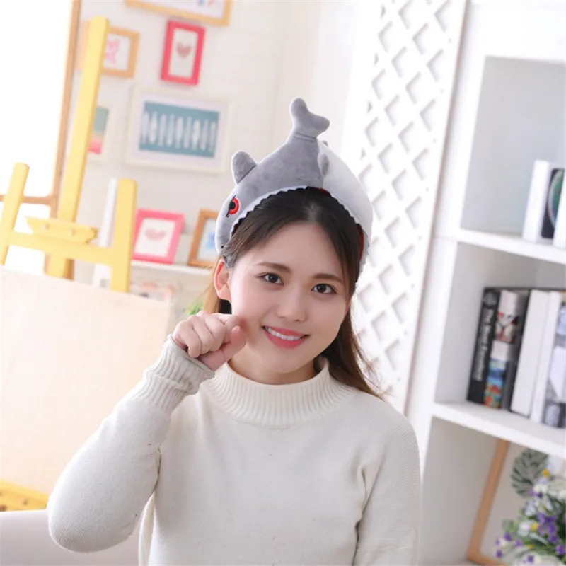 2 шт Модный милый мультфильм Акула Hairband для женщин девочек плюшевый игрушечный ободок обруч для волос аксессуары для подарок на Хэллоуин, Рождество