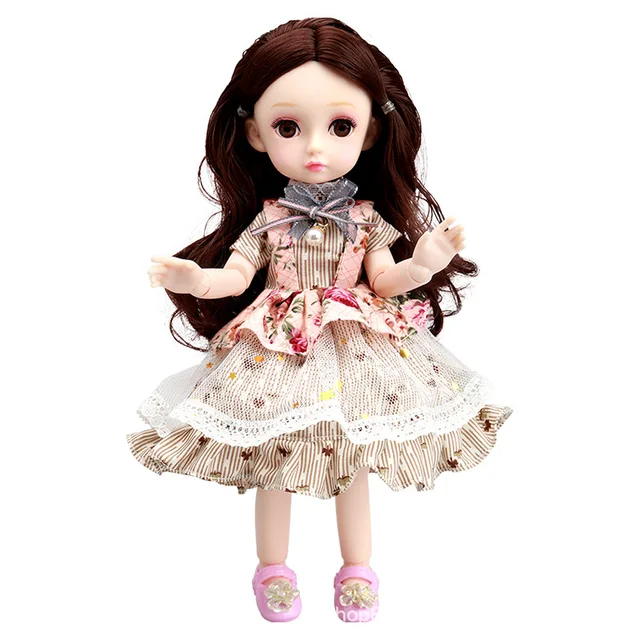 New 26cm 1/6 BJD Doll Makeup 4D Eyes Simulation Eyelash Dress Up Fashion Cute Dolls with Clothes Toy for Girls Gift 5