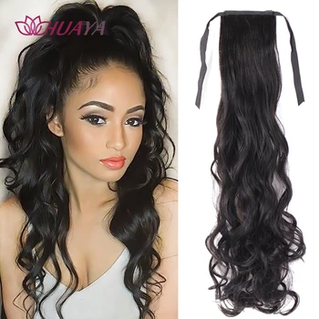 

HUAYA Long Body Wavy Ponytail Hair Synthetic Hair Ponytail African American Drawstring Pony Tail Hair Extension for Women