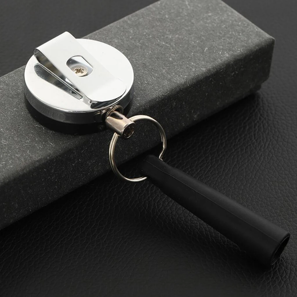 Self Retracting Wire Rope Reel Tight Metal Belt Clip with Pen/Pencil Holder