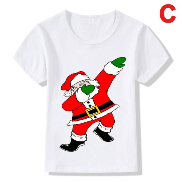 Children Kids Santa Claus Short Sleeve Round Collar T-shirt Top Cartoon for Summer ZJ55