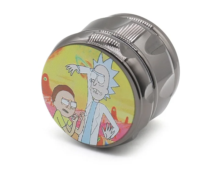 63mm Rick and Morty Drum Type Herb Grinder Zinc Alloy 4 Layers Metal Tobacco Hand Muller Crusher Smoke Gift - Цвет: Gun-color