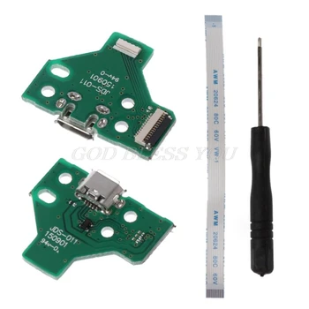 

For Dualshock 4 PS4 Pro Slim Controller Charging Socket Port Circuit Board JDS 0.11 with 12 Pin Power Flex Cable Drop Shipping